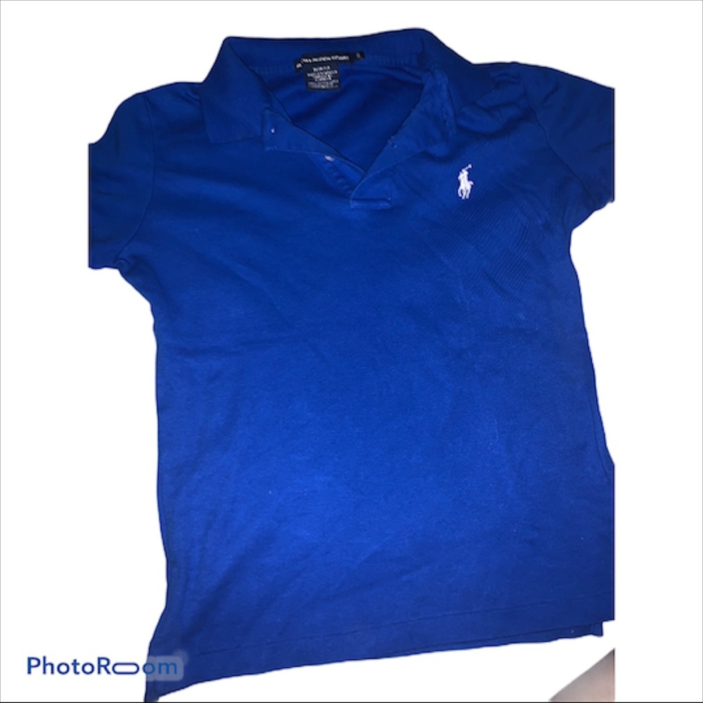 Polo blue collared tee w/ white horse size small